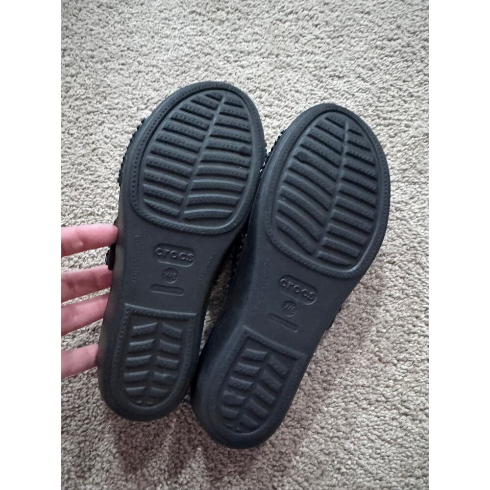 Crocs Patricia Diamante Black Studded Slip On Sandals Womens Size 8 Triple Strap - Picture 8 of 12